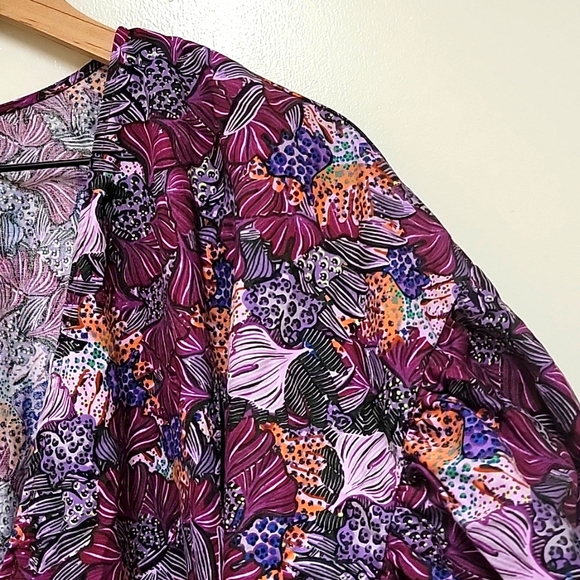 📌FINAL SALE |NWOT | Kika Vargas x T Purple Coral Reef Wrap Peplum Blouse - Picture 3 of 11